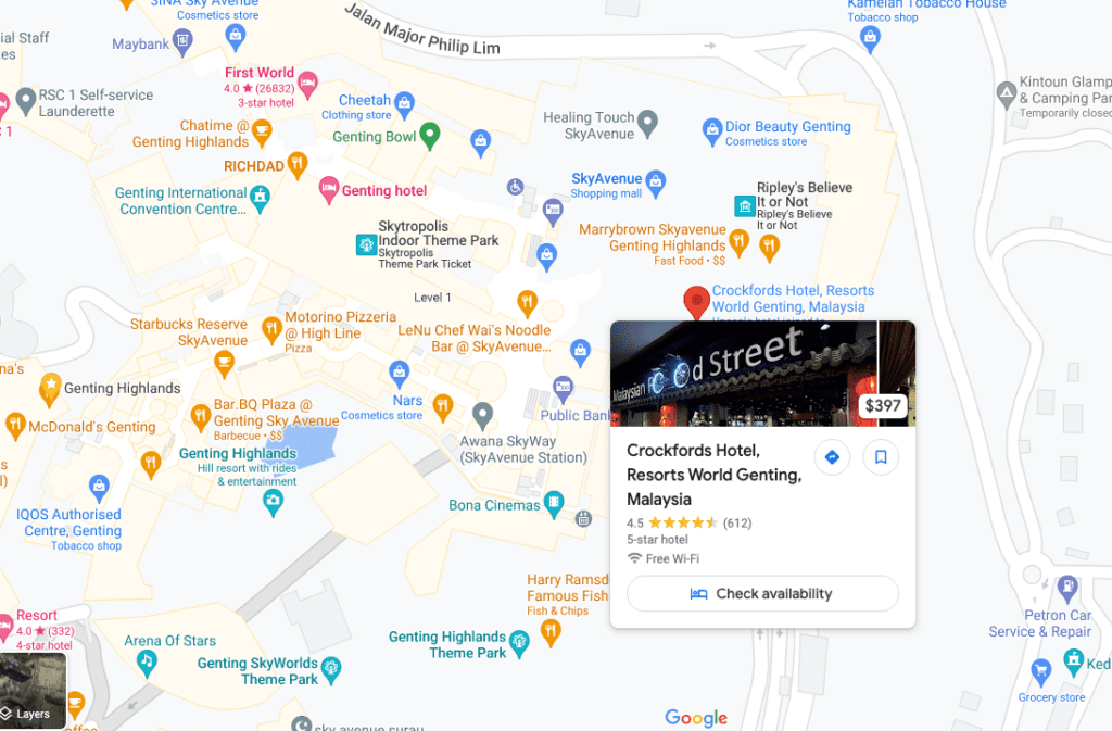 Crockfords Hotel map