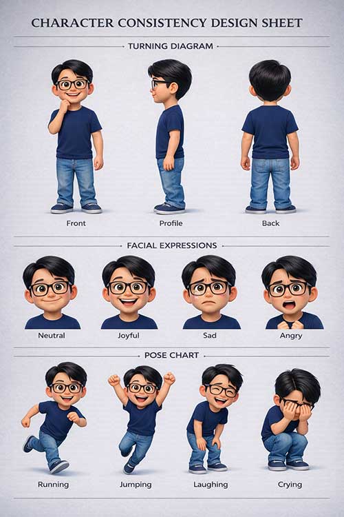 a male cartoon guy design sheet